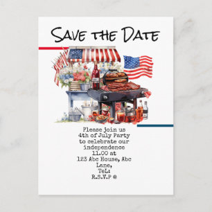 Carte Postale 4 juillet, réservez la date Fête de l'Indépendan