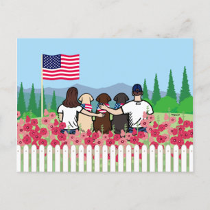 Carte Postale 4 juillet Trois Labradors et Parents Brown