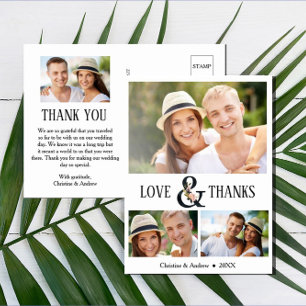 Carte Postale 4 Photo (3 + 1) Merci Mariage à l'esperluette flor