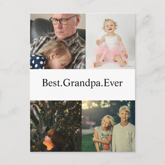 Carte Postale 4 Photo Collage Meilleur Grand-Père Pour Toujours (Devant)
