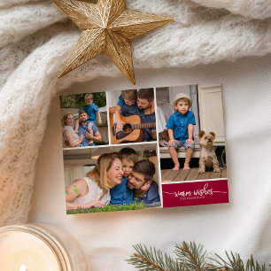 Carte Postale 4 Photos Collage Vœux chauds Noël simple