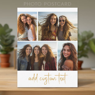 Carte Postale 4 photos en collage - Écriture tendance