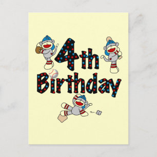 Carte Postale 4e anniversaire de baseball de singe de soq