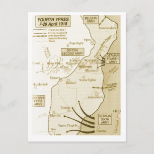 Carte Postale 4e bataille d'Ypres, 1918