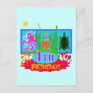 Carte Postale 4ème Aventure sous-marine Tshirts d'anniversaire