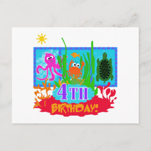 Carte Postale 4ème Aventure sous-marine Tshirts d'anniversaire