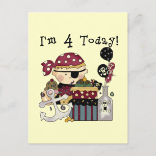 Carte Postale 4ème T-shirts et cadeaux de pirate d'anniversaire