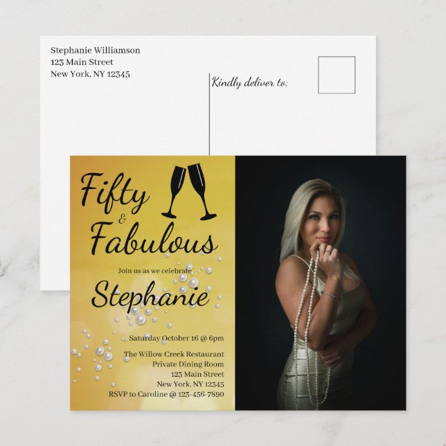 Carte Postale 50 and Fabulous | 50th Birthday Party (Devant / Derrière)