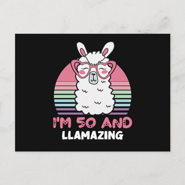 Carte Postale 50 ans Anniversaire Llamazing Lama 50e Anniversair (Devant)