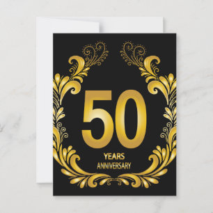 Carte Postale 50 Ans Anniversaire Paillettes Dorées