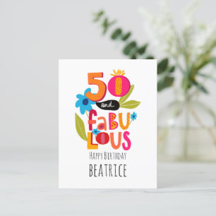 Carte Postale 50 et fabuleux 50e anniversaire Whimsical Letterin