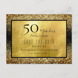 Carte Postale 50 & Fabulous Gold Parties scintillant Enregistrer