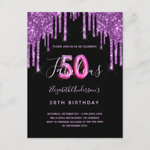 Carte Postale 50 & Fabulous parties scintillant goutte noire vio