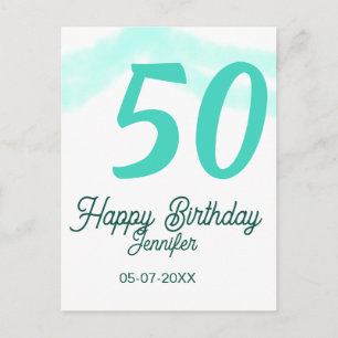 Carte Postale 50e anniversaire ajouter nom date année vert paste
