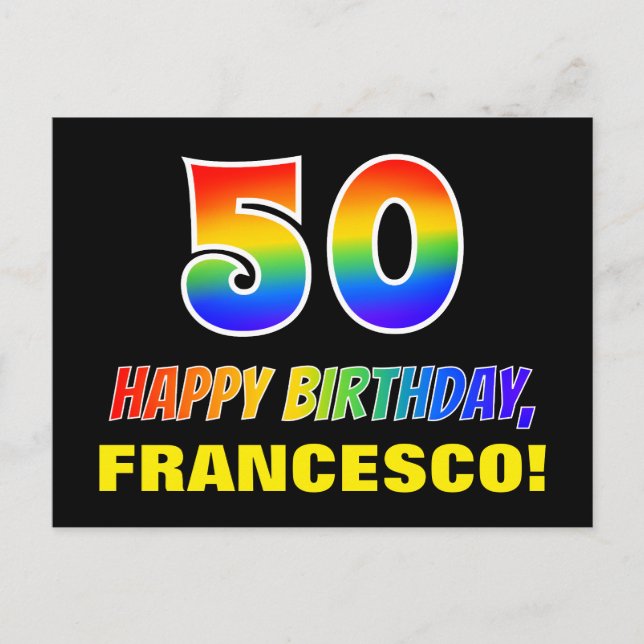 Carte Postale 50e anniversaire : Bold, amusant, simple, arc-en-c (Devant)