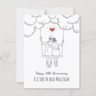 Carte Postale 50e anniversaire de Mariage d'or Couture du coeur 