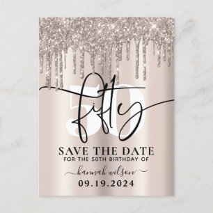 Carte Postale 50e Anniversaire Fête Sparkly Parties scintillant 