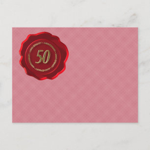 Carte Postale 50e anniversaire sceau de cire rouge