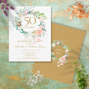 Carte Postale 50e anniversaire Surprise Party Roses Garland