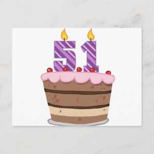 Carte Postale 51 ans sur le gâteau d'anniversaire