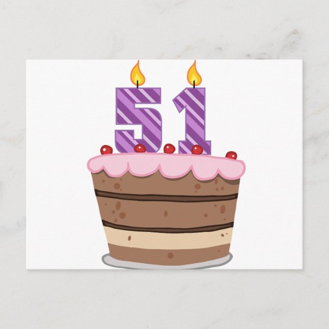 Carte Postale 51 ans sur le gâteau d'anniversaire (Devant)