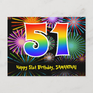 Carte Postale 51e anniversaire - Fun Motif feux d'artifice + Arc