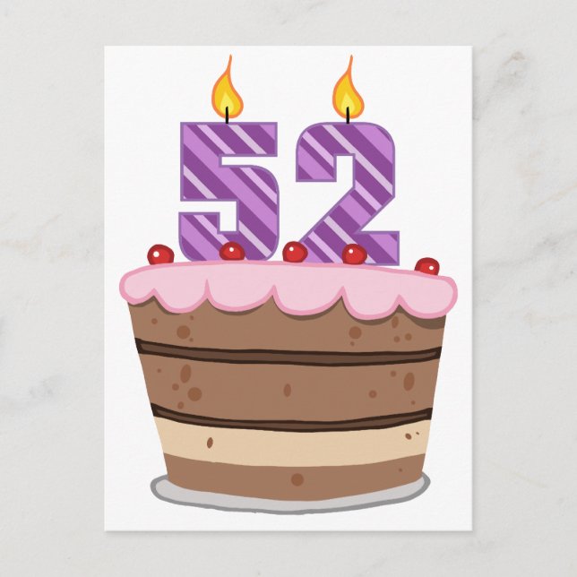 Carte Postale 52 ans sur le gâteau d'anniversaire (Devant)