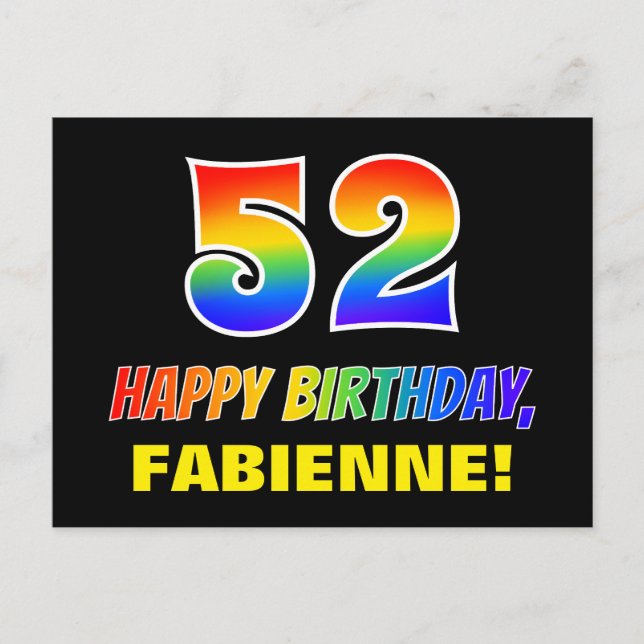 Carte Postale 52e anniversaire : Bold, amusant, simple, arc-en-c (Devant)