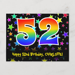 Carte Postale 52e Anniversaire : Motif Étoiles Amusantes, Arc-en