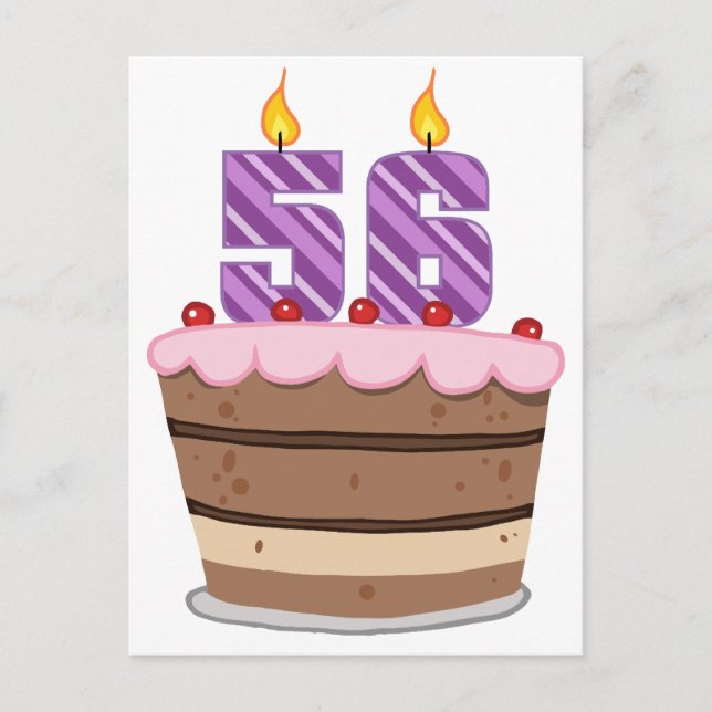 Carte Postale 56 ans sur le gâteau d'anniversaire (Devant)