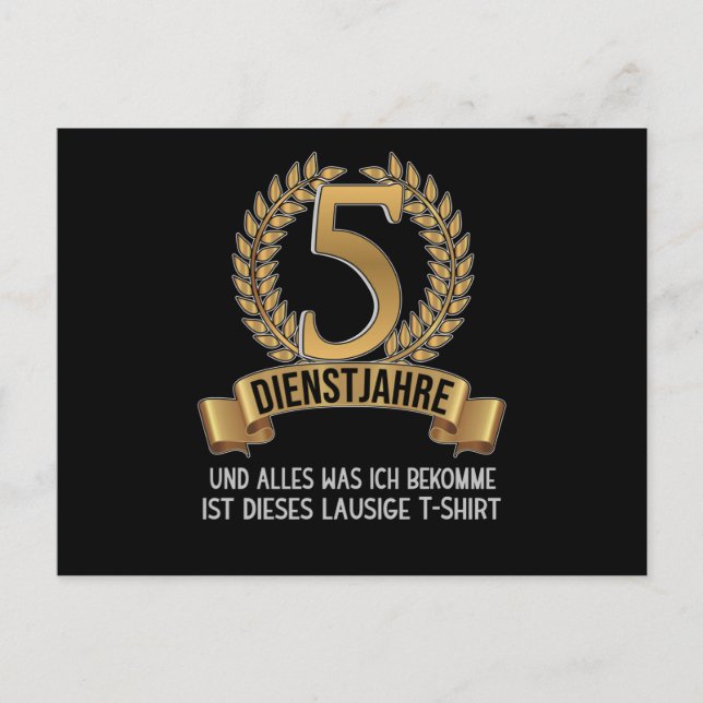 Carte Postale 5 ans d'anniversaire de l'entreprise de l'employé (Devant)