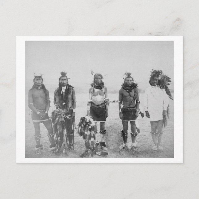 Carte Postale 5 Danse de l'herbe Guerriers indiens Photographie (Devant)
