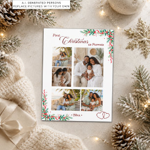 Carte Postale 5 Photos Montage Premier Noël en tant que parents