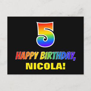 Carte Postale 5e anniversaire : Bold, amusant, simple, arc-en-ci