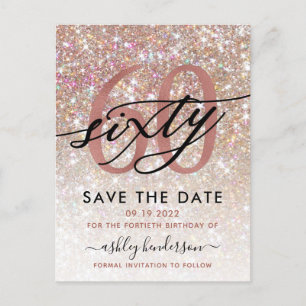 Carte Postale 60e anniversaire Chic Parties scintillant Ombre En