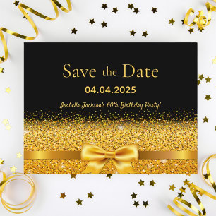 Carte Postale 60e anniversaire noir or arc enregistrer la date