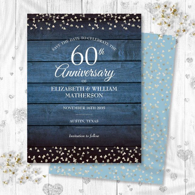Carte Postale 60ème anniversaire de diamant rustique Enregistrer (Rustic 60th Diamond Anniversary Save the Date Postcard)