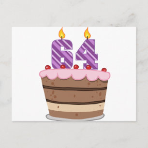 Carte Postale 64 ans sur le gâteau d'anniversaire