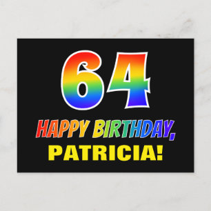Carte Postale 64e anniversaire : Bold, amusant, simple, arc-en-c