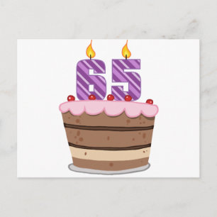 Carte Postale 65 ans sur le gâteau d'anniversaire