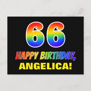 Carte Postale 66e anniversaire : Bold, amusant, simple, arc-en-c