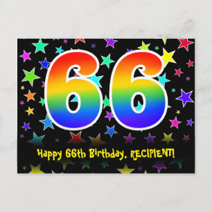 Carte Postale 66e anniversaire : Fun Stars Motif, Rainbow 66, No
