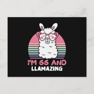 Carte Postale 66e anniversaire Llamazing Llama 66 ans Anniversai