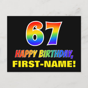 Carte Postale 67e anniversaire : Bold, amusant, simple, arc-en-c