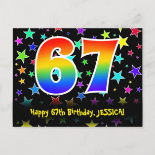 Carte Postale 67e anniversaire : Fun Stars Motif, Rainbow 67, No