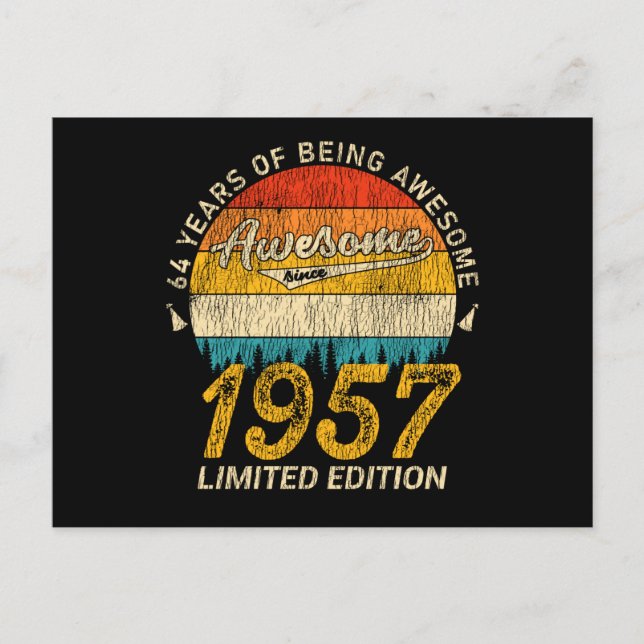 Carte Postale 68 Ans 1957 Retro Awesome 68e anniversaire Cadeau (Devant)