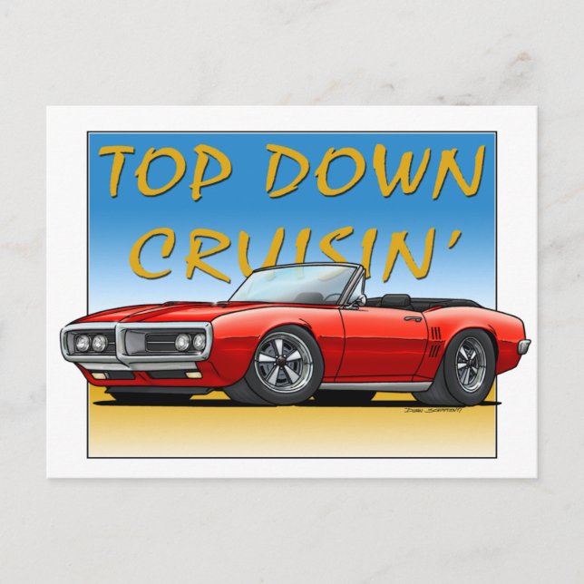 Carte Postale 68 Firebird rouge convertible (Devant)