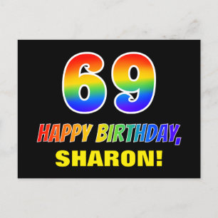 Carte Postale 69e anniversaire : Bold, amusant, simple, arc-en-c