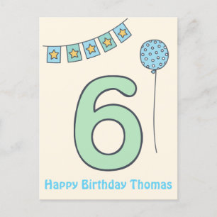 Carte postale 6 Anniversaire aux enfants jolies et