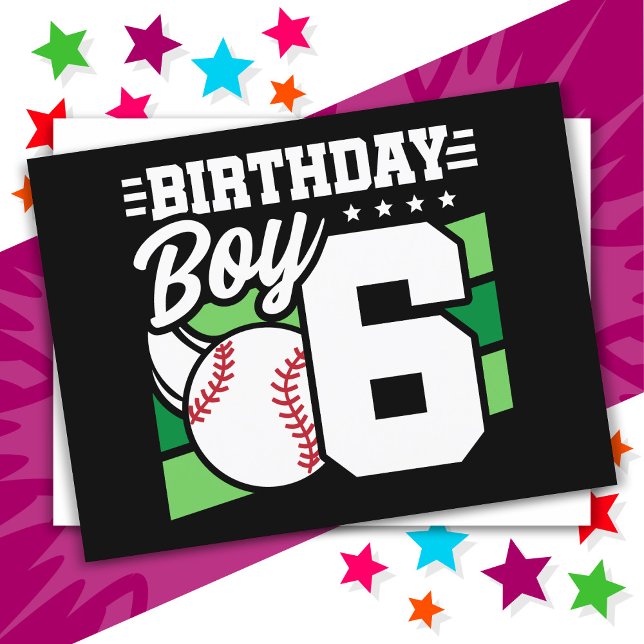 Carte Postale 6 Ans Fête de Baseball Thème 6ème anniversaire Gar (Créateur téléchargé)